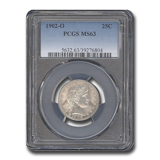 1902-O Barber Quarter MS-63 PCGS 1902-O Barber Quarter MS-63 PCGS